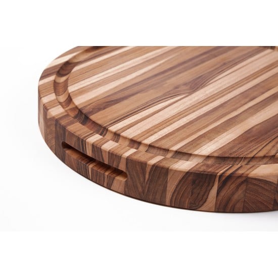 TEAK-104 Βάση κοπής στρογγυλή με ρυάκι & χερούλια 46x3.8 εκ. Traditional - TEAK - Image 2