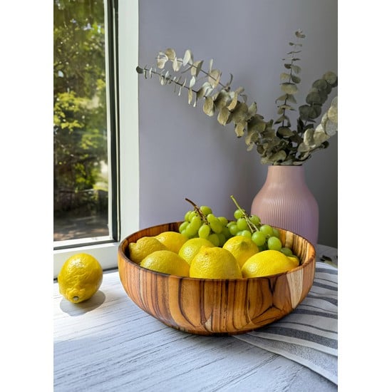 TEAK-1506 Ξύλινη σαλατιέρα Ø35x15 εκ. - TEAK - Image 4