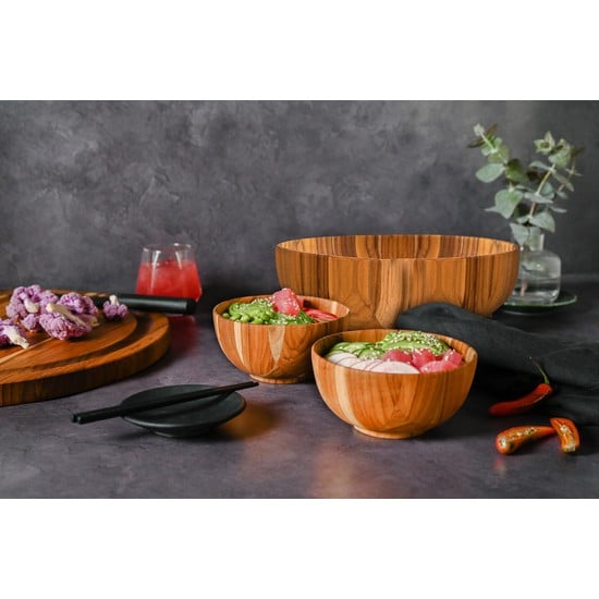 TEAK-1506 Ξύλινη σαλατιέρα Ø35x15 εκ. - TEAK - Image 5